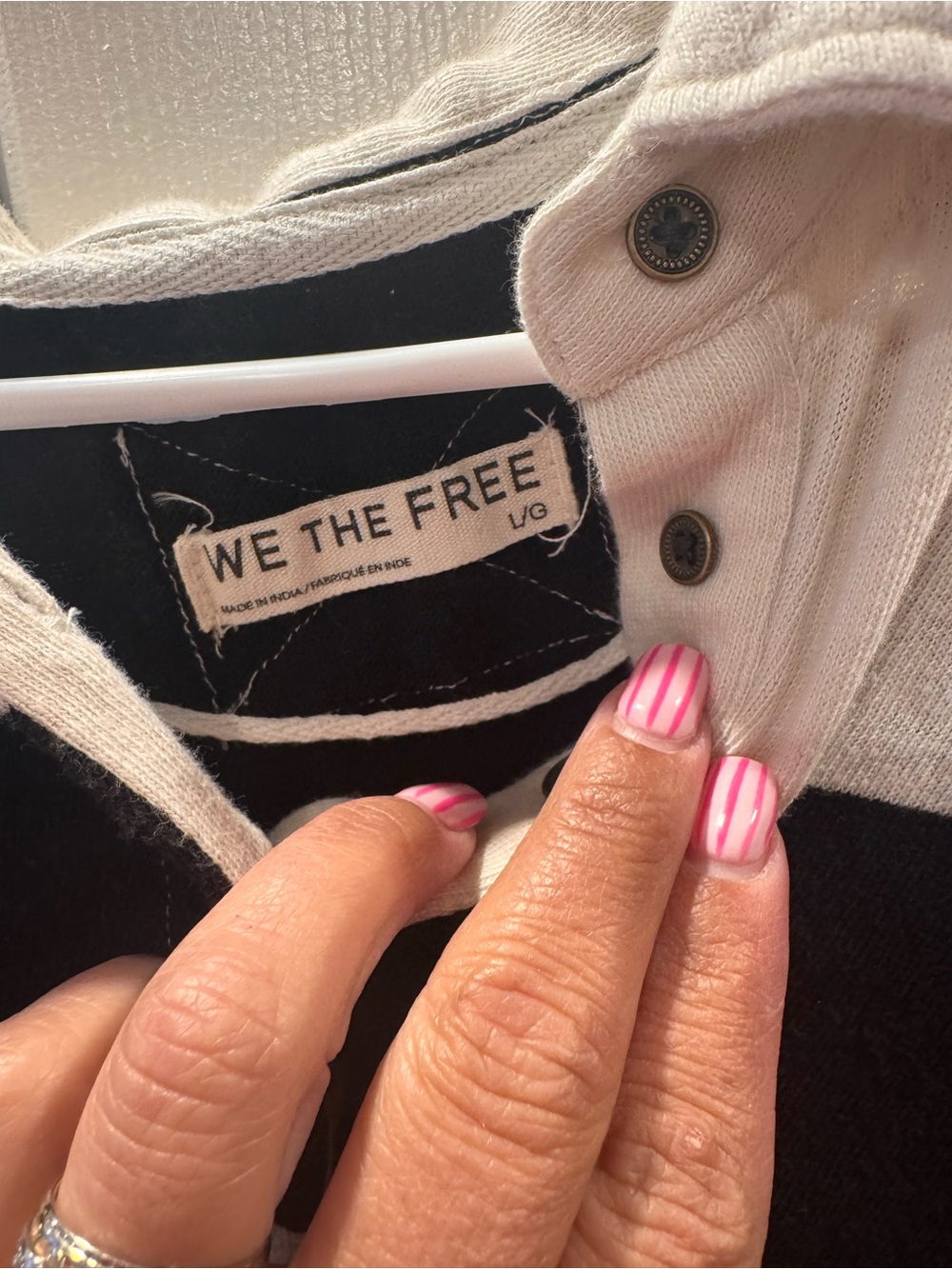 We The Free Black & Cream Striped Polo Knit - Picture 3 of 4